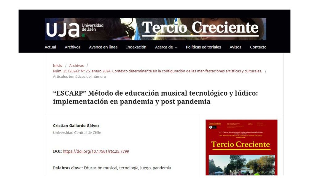 “ESCARP” Método de educación musical tecnológico y lúdico: implementación en pandemia y post pandemia